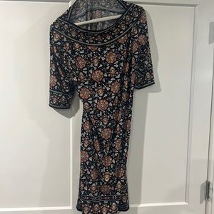 Max Studio midi dress in navy with floral